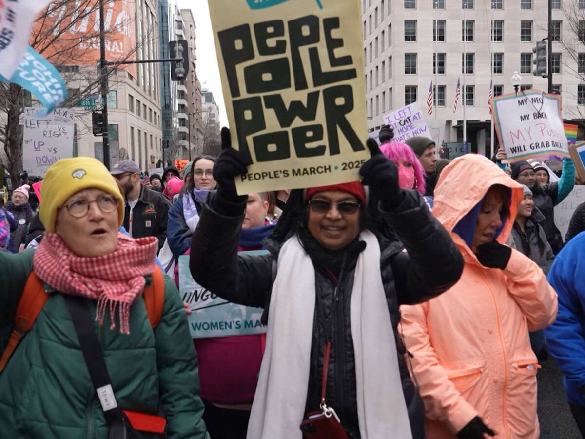 Thousands Rally Against Trump’s Policies Ahead of His Extravagant Inauguration