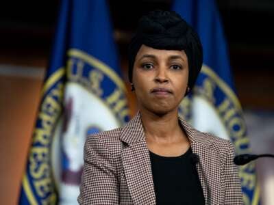 Rep. Ilhan Omar speaks during a news conference on January 22, 2025 in Washington, D.C.