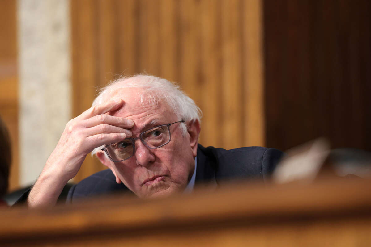 Sen. Bernie Sanders listens to Robert F. Kennedy Jr., President Donald Trump's nominee for Secretary of Health and Human Services, testify during his Senate Finance Committee confirmation hearing at the Dirksen Senate Office Building on January 29, 2025, in Washington, D.C.