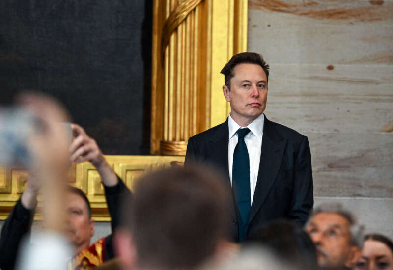 Tesla and SpaceX CEO Elon Musk attends the inauguration ceremony where Donald Trump will sworn in as the 47th U.S. President in the Capitol Rotunda in Washington, D.C., on January 20, 2025.