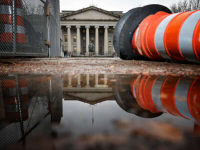 The exterior of the U.S. Department of Treasury building is seen on March 13, 2023, in Washington, D.C.