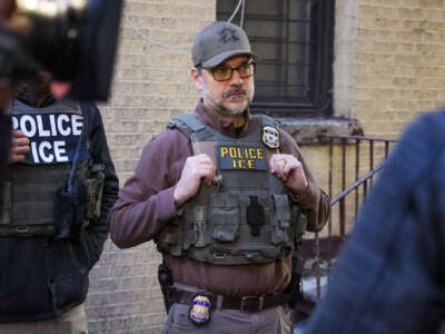 New York City Fugitive Operations Team, joined by ICE Acting Director Caleb Vitello, conduct targeted raids on January 28, 2025, in New York City.