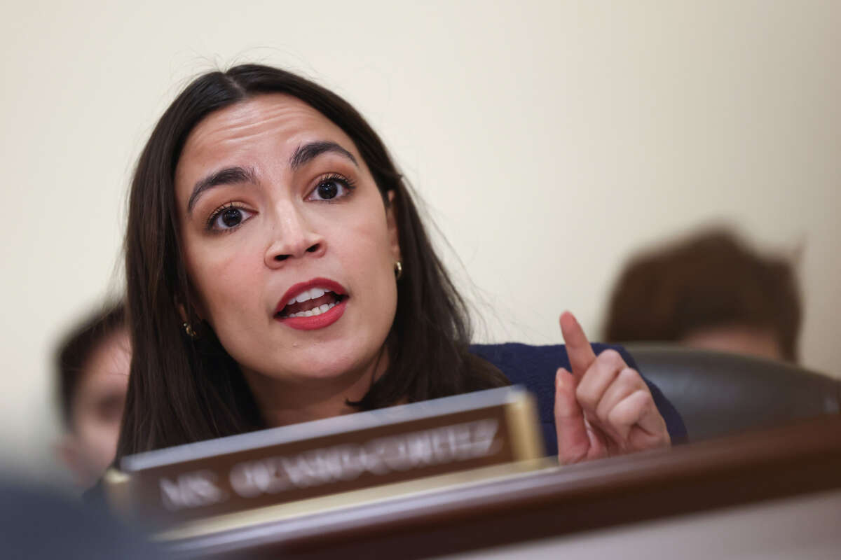 Rep. Alexandria Ocasio-Cortez makes a statement during a roundtable discussion on Supreme Court Ethhics conducted by the Democrats of the House Oversight and Accountability Committee at the Rayburn House Office Building on June 11, 2024, in Washington, D.C.