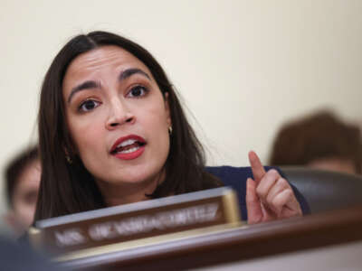 Rep. Alexandria Ocasio-Cortez makes a statement during a roundtable discussion on Supreme Court Ethhics conducted by the Democrats of the House Oversight and Accountability Committee at the Rayburn House Office Building on June 11, 2024, in Washington, D.C.