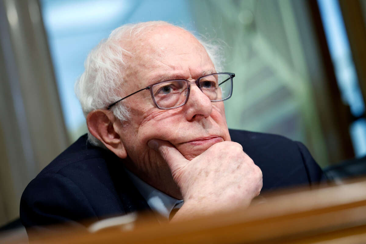 Sen. Bernie Sanders looks on during a Senate Committee on Health, Education, Labor and Pensions confirmation hearing at the Dirksen Senate Office Building on January 30, 2025, in Washington, D.C.