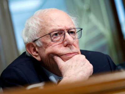 Sen. Bernie Sanders looks on during a Senate Committee on Health, Education, Labor and Pensions confirmation hearing at the Dirksen Senate Office Building on January 30, 2025, in Washington, D.C.