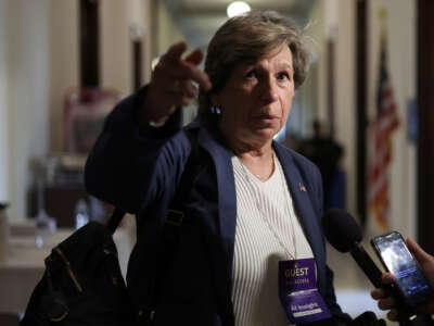 Randi Weingarten, President of American Federation of Teachers, speaks to members of the press at the Russell Senate Office Building on Capitol Hill on September 13, 2023, in Washington, D.C.