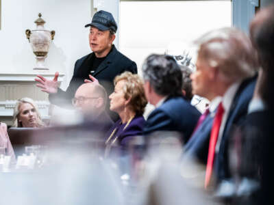 Elon Musk, Department of Government Efficiency leader, speaks at the first cabinet meeting of President Donald Trump's second term at the White House on February 26, 2025, in Washington, D.C.