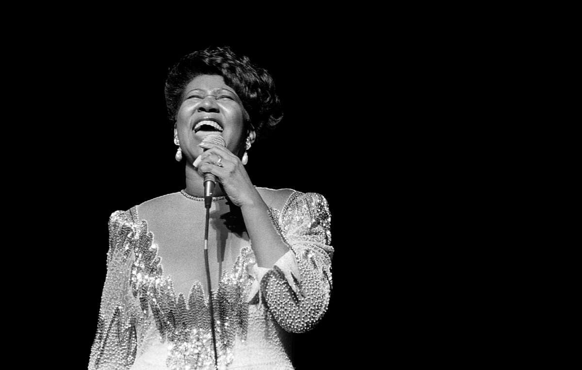 Singer Aretha Franklin performs at the Chicago Theater in Chicago, Illinois, in January, 1986.