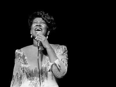 Singer Aretha Franklin performs at the Chicago Theater in Chicago, Illinois, in January, 1986.