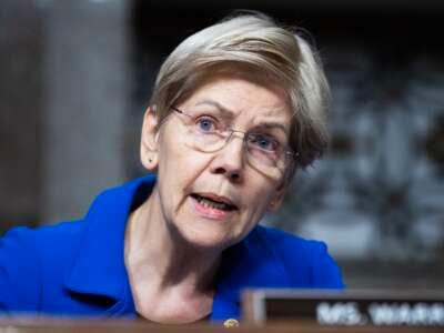 Sen. Elizabeth Warren questions Robert F. Kennedy Jr., Donald Trump's nominee to be secretary of Health and Human Services, during his Senate Finance Committee confirmation hearing on January 29, 2025.