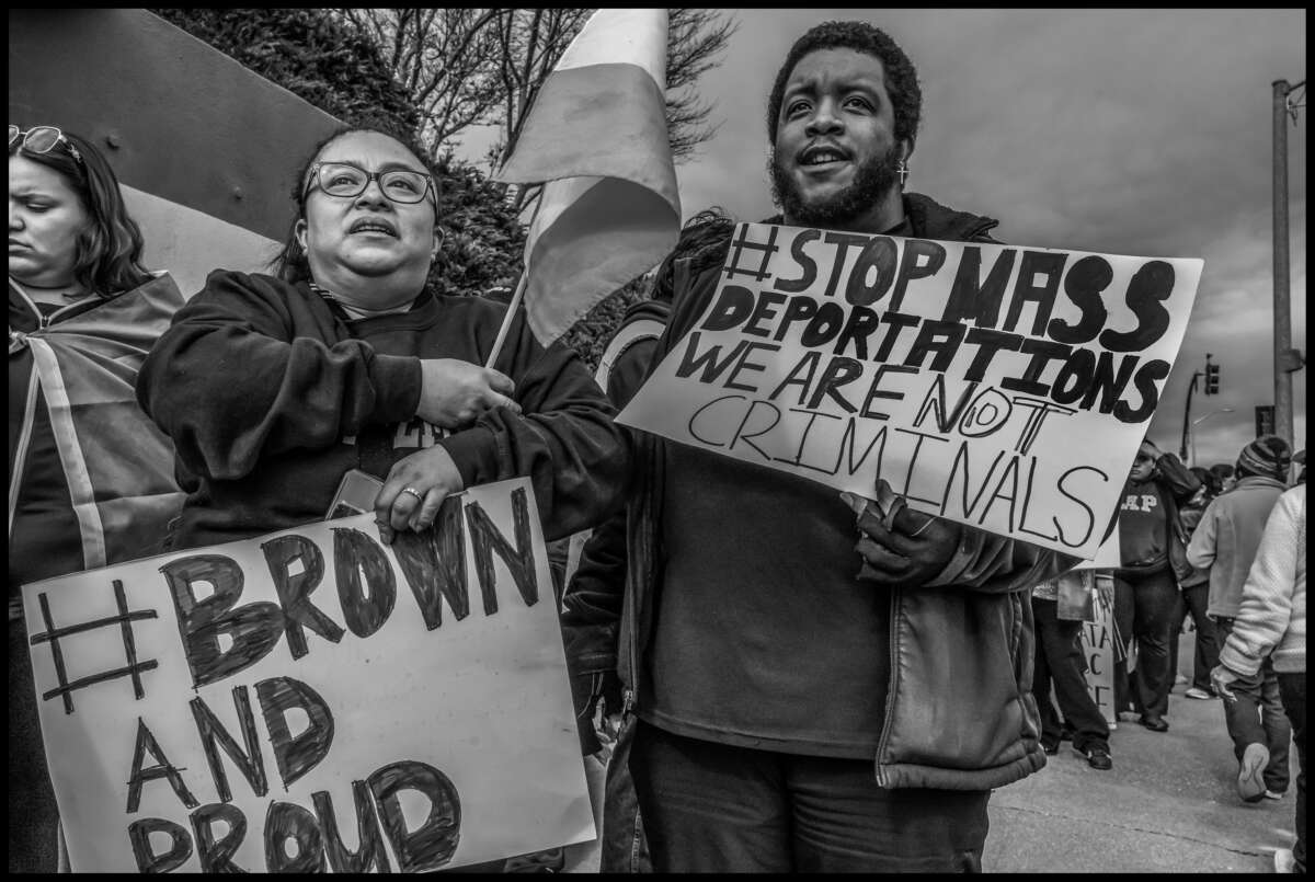 These photos capture protests against ICE and Trump’s threats of mass deportation in February 2025, in San Mateo and Fort Bragg, California.