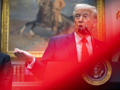 President Donald Trump speaks in the Roosevelt Room of the White House in Washington, D.C., on March 3, 2025.