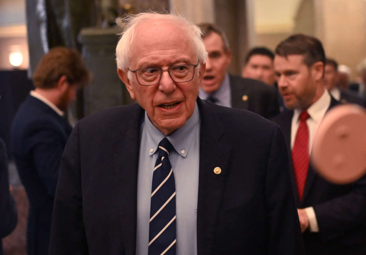 Sen. Bernie Sanders arrives for President Donald Trump's address to a joint session of Congress at the U.S. Capitol in Washington, D.C., on March 4, 2025.