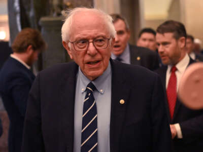 Sen. Bernie Sanders arrives for President Donald Trump's address to a joint session of Congress at the U.S. Capitol in Washington, D.C., on March 4, 2025.