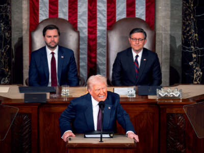 President Donald Trump delivers his address to a joint session of Congress in the U.S. Capitol on March 4, 2025.