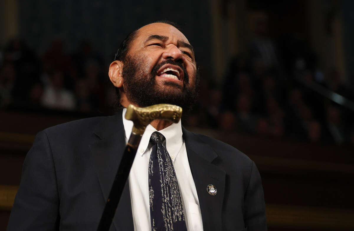 Rep. Al Green shouts out as President Donald Trump addresses a joint session of Congress at the U.S. Capitol on March 4, 2025, in Washington, D.C.