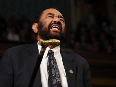 Rep. Al Green shouts out as President Donald Trump addresses a joint session of Congress at the U.S. Capitol on March 4, 2025, in Washington, D.C.