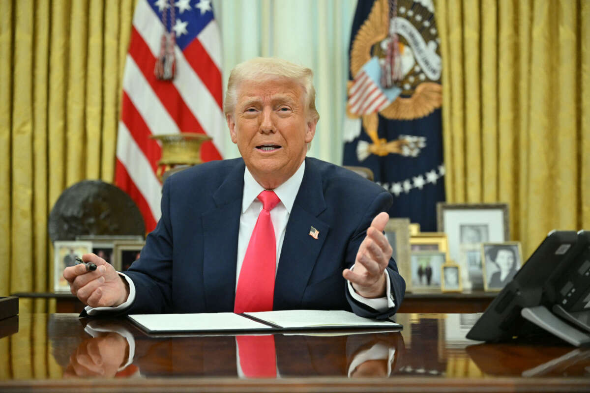 President Donald Trump speaks before signing an executive order in the Oval Office of the White House in Washington, D.C., on March 6, 2025.