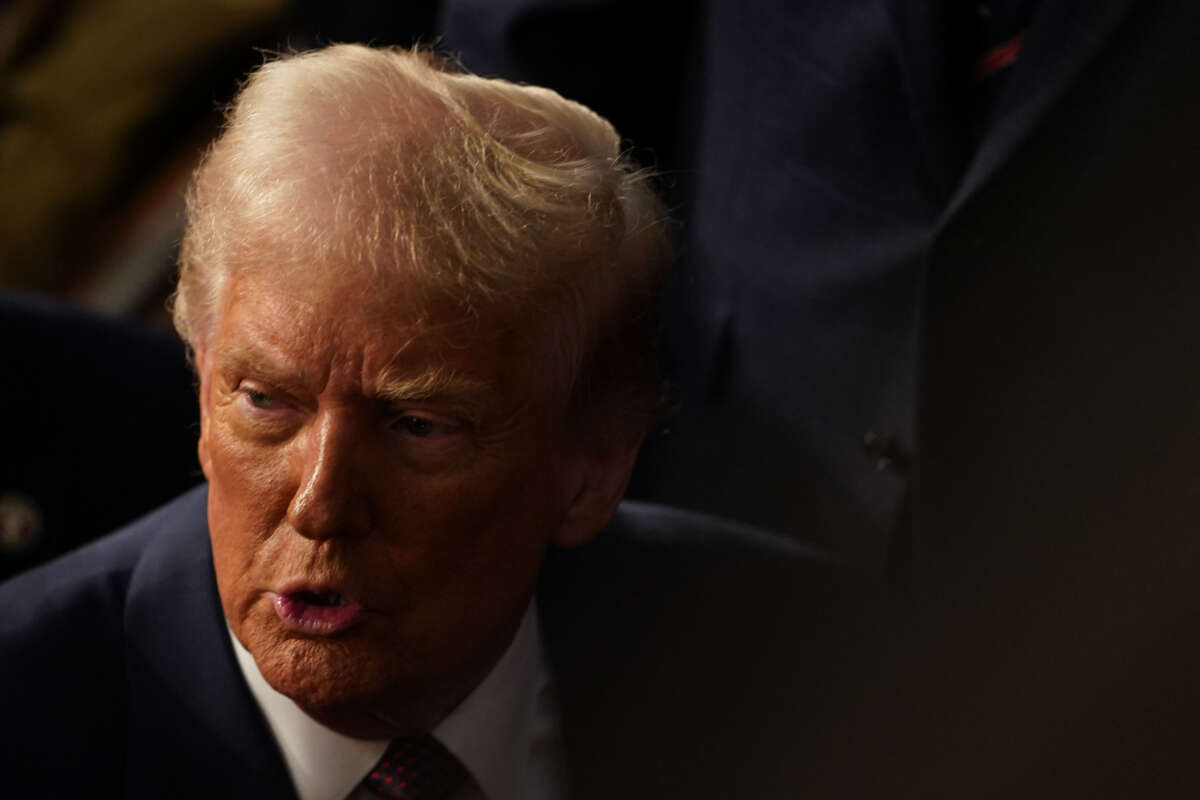 President Donald Trump departs after addressing a joint session of Congress in the House Chamber of the US Capitol in Washington, D.C., on March 4, 2025.