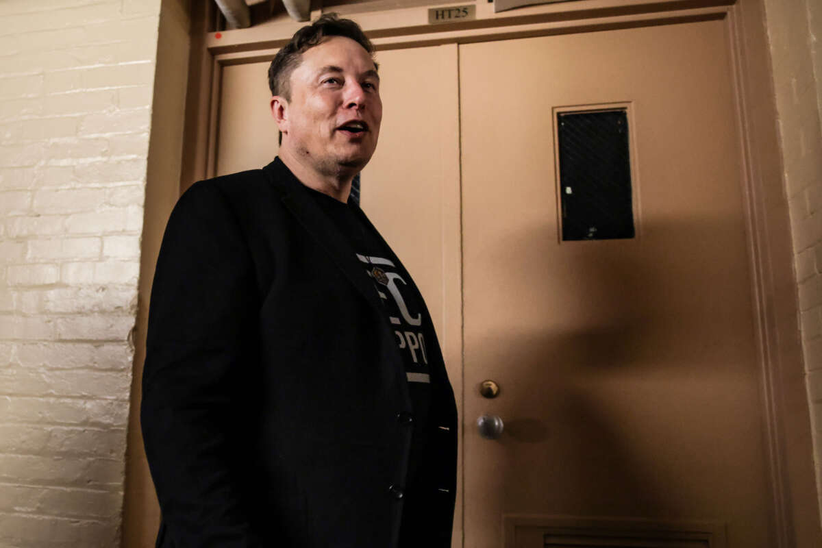 Elon Musk leaves a meeting with House Republicans in the basement of the U.S. Capitol building on March 5, 2025, in Washington, D.C.