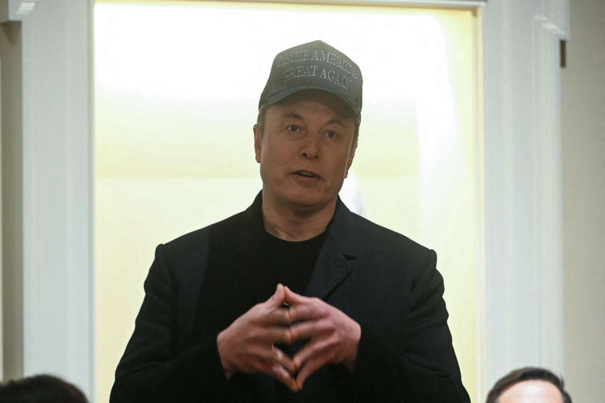 Elon Musk speaks during a cabinet meeting with President Donald Trump at the White House in Washington, D.C., on February 26, 2025.