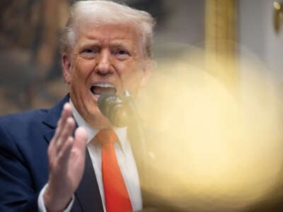 President Donald Trump speaks in the Roosevelt Room of the White House in Washington, D.C., on March 3, 2025.