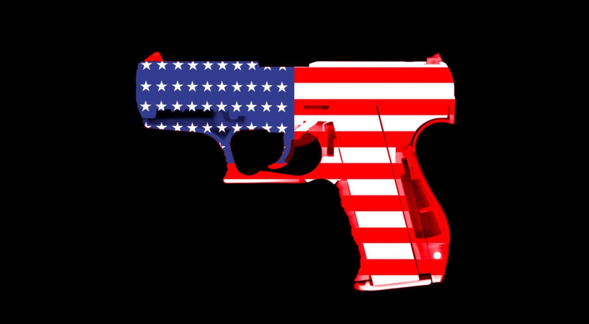 Illustration of gun with USA flag