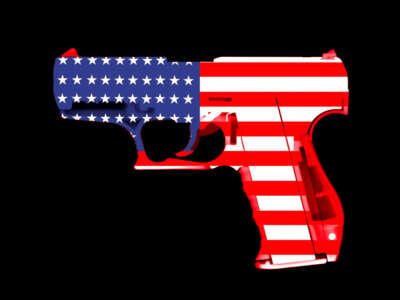 Illustration of gun with USA flag