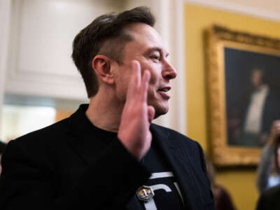 Elon Musk leaves a lunch with senate Republicans in the U.S. Capitol on March 5, 2025.