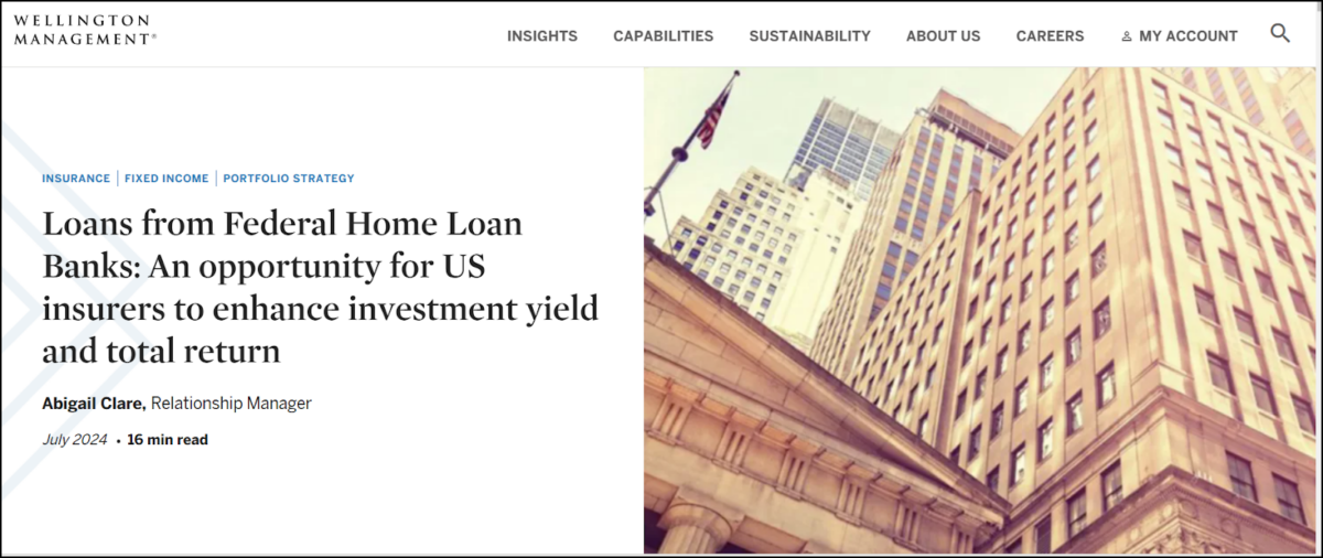 Screen capture of a report promoting Federal Home Loan Bank loans by private equity firm Wellington Management Company.