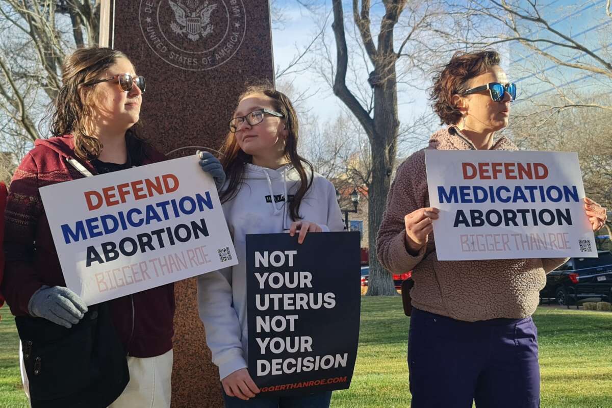 Abortion rights advocates gather in front of the J. Marvin Jones Federal Building and Courthouse in Amarillo, Texas, on March 15, 2023.