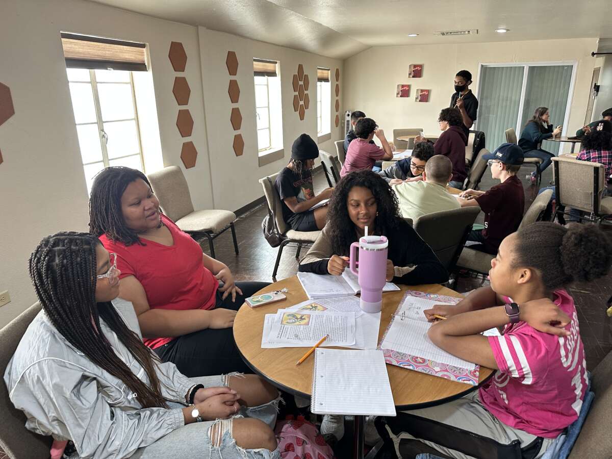 Students learn in small groups during a Mythology Around the World class at For the Culture in 2025.