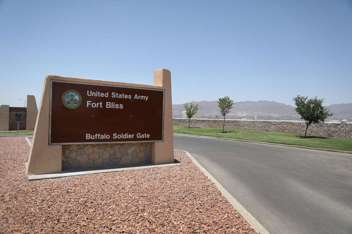 An entrance to Fort Bliss is shown.