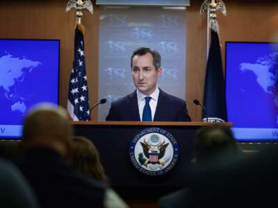State Department spokesperson Matthew Miller speaks on October 1, 2024 in Washington, D.C.