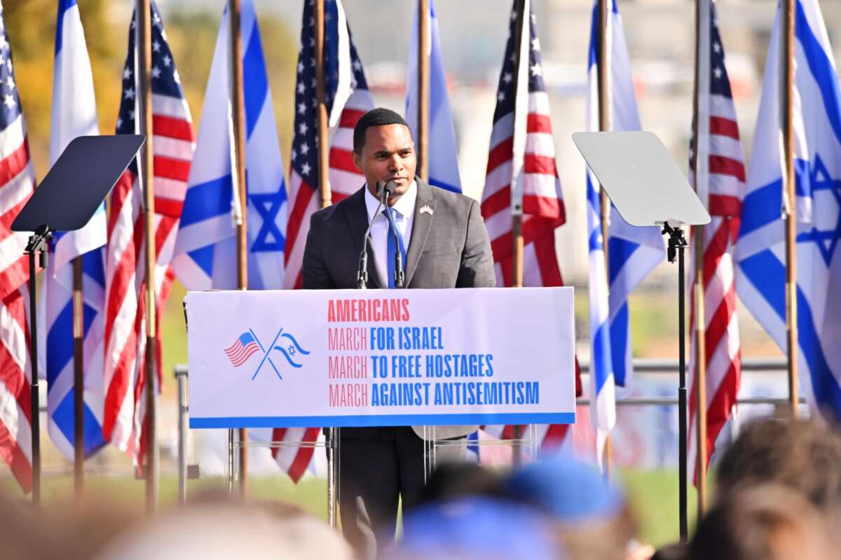 Rep. Ritchie Torres speaks onstage at the March For Israel at the National Mall on November 14, 2023 in Washington, D.C.
