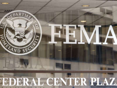 A Federal Emergency Management Agency (FEMA) sign is displayed at the entrances to their headquarters on June 13, 2025, in Washington, D.C.