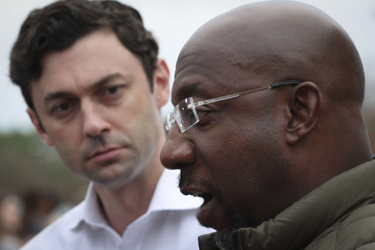 U.S. Sen. Raphael Warnock (D-Georgia) and Sen. Jon Ossoff (D-Georgia.)
