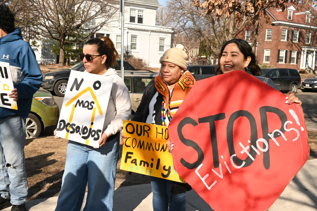 Tenant leaders in South Minneapolis take action in March 2025 to demand better housing conditions from their landlord.
