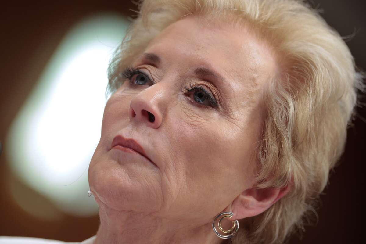 Education Secretary Linda McMahon testifies before the Senate Appropriations Committee's Labor, Health and Human Services, and Education Subcommittee about the proposed 15-percent cut to the Education Department's budget in the Dirksen Senate Office Building on Capitol Hill on June 3, 2025, in Washington, D.C.