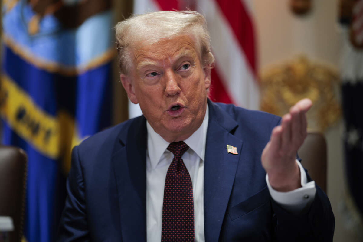 U.S. President Donald Trump holds a cabinet meeting with members of his administration in the Cabinet Room of the White House on August 26, 2025, in Washington, D.C.