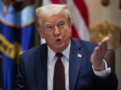 U.S. President Donald Trump holds a cabinet meeting with members of his administration in the Cabinet Room of the White House on August 26, 2025, in Washington, D.C.