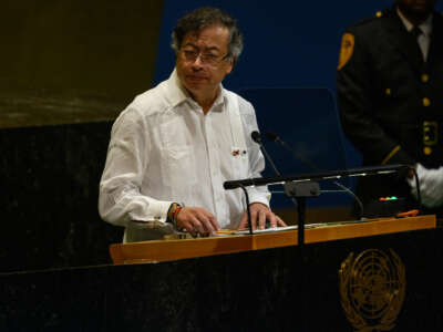 President of Colombia Gustavo Petro speaks during the 80th session of the UN’s General Assembly (UNGA) on September 23, 2025, in New York City.