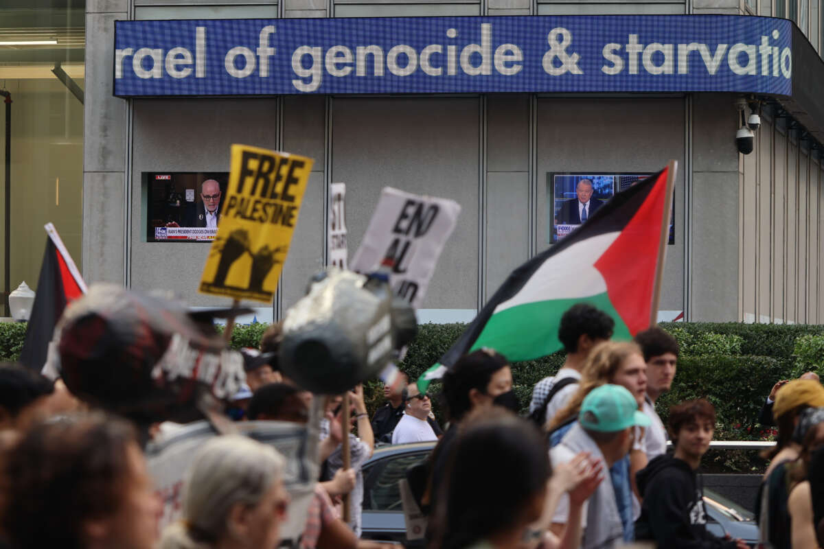 Pro-Palestinian protesters march through Manhattan blocks away from the United Nations as Israeli Prime Minister Benjamin Netanyahu addresses the United Nations General Assembly on September 26, 2025, in New York.