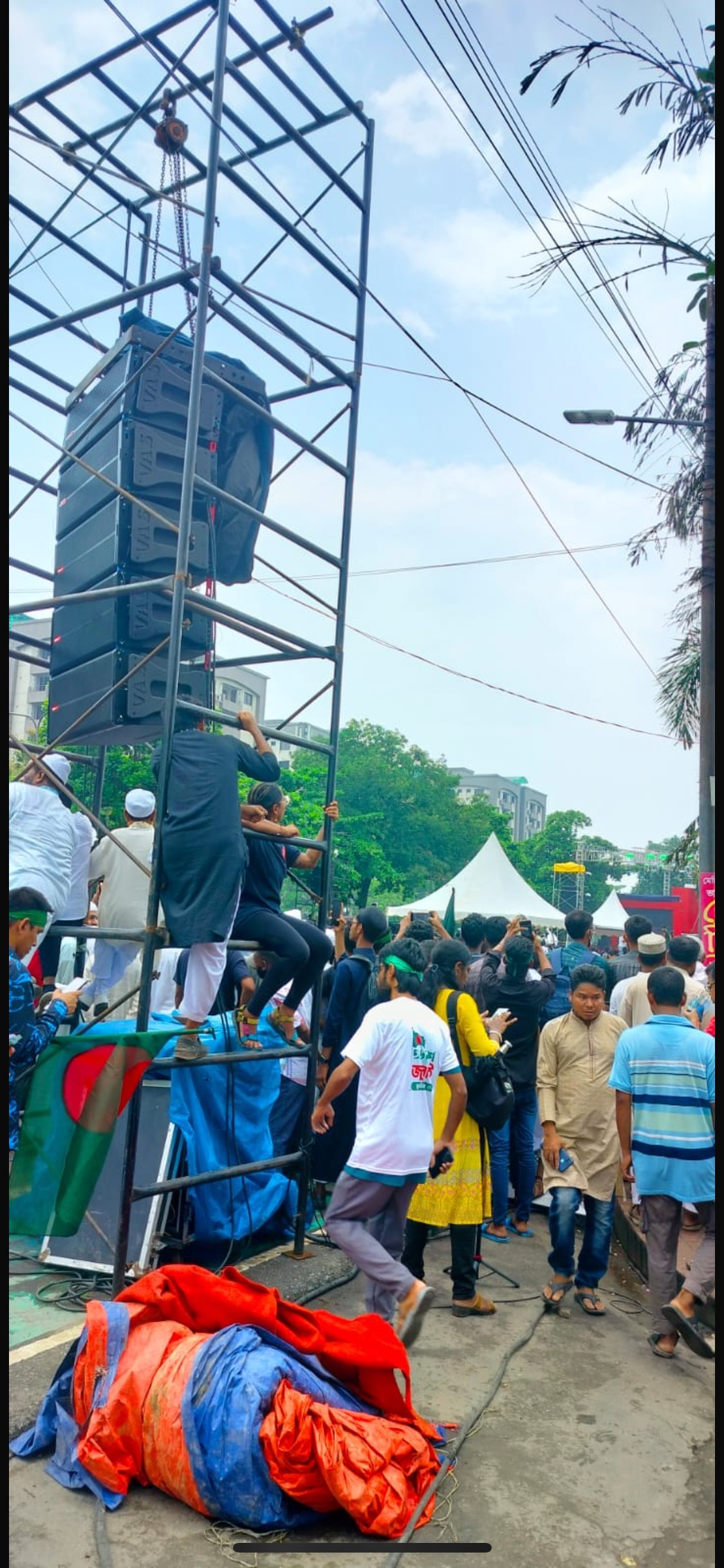 Attendees gather in Dhaka for a commemoration of the one-year anniversary of the revolution in August 2025, organized by the caretaker government.