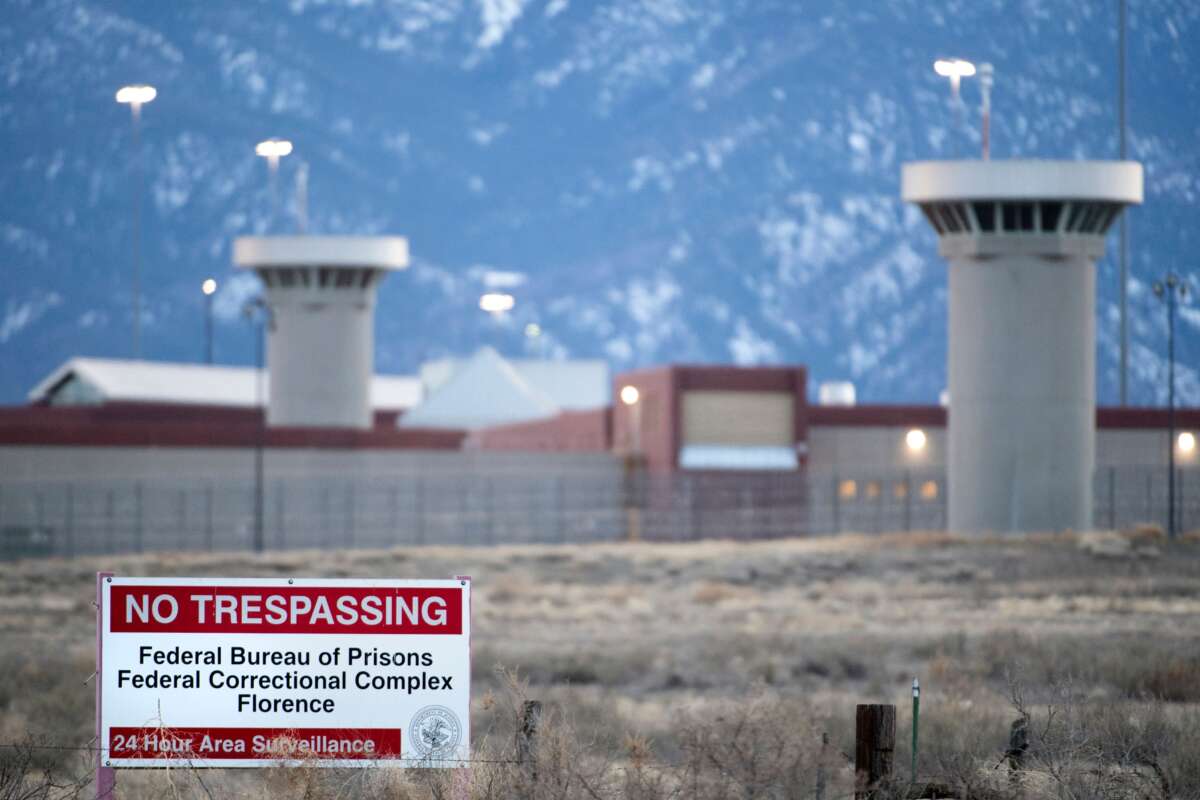 The prison known as ADX (administrative maximum) in Florence, Colorado, on February 13, 2019. It has been dubbed the "Alcatraz of the Rockies" because of its remote location and harsh security measures.