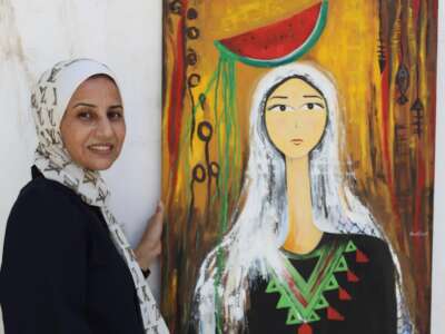Gaza artist Awatif Al-Saqqahas continued to paint through her darkest times and throughout her displacement in the south, representing Gaza in international art exhibitions.