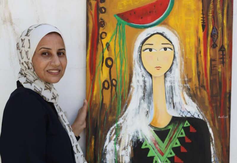 Gaza artist Awatif Al-Saqqahas continued to paint through her darkest times and throughout her displacement in the south, representing Gaza in international art exhibitions.