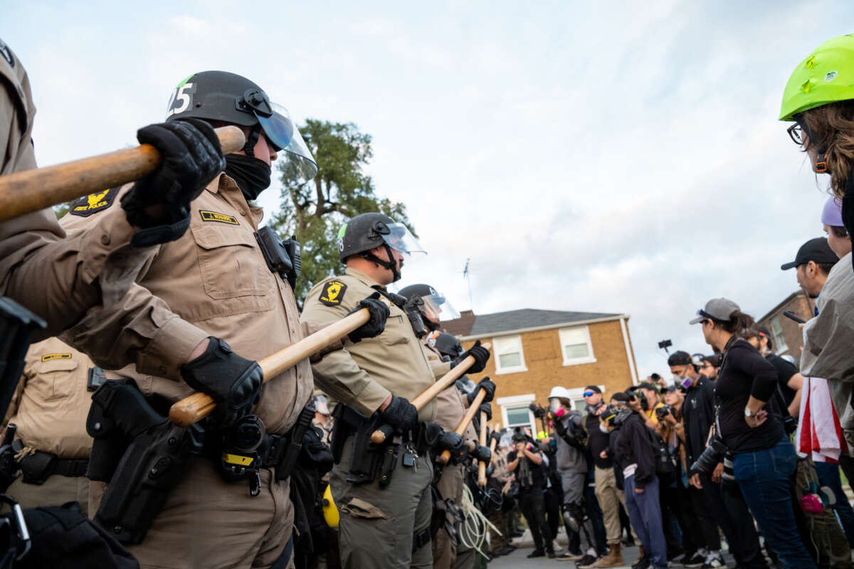 An anti-ICE protest on October 11, 2025, in the Chicago suburb of Broadview, Illinois.