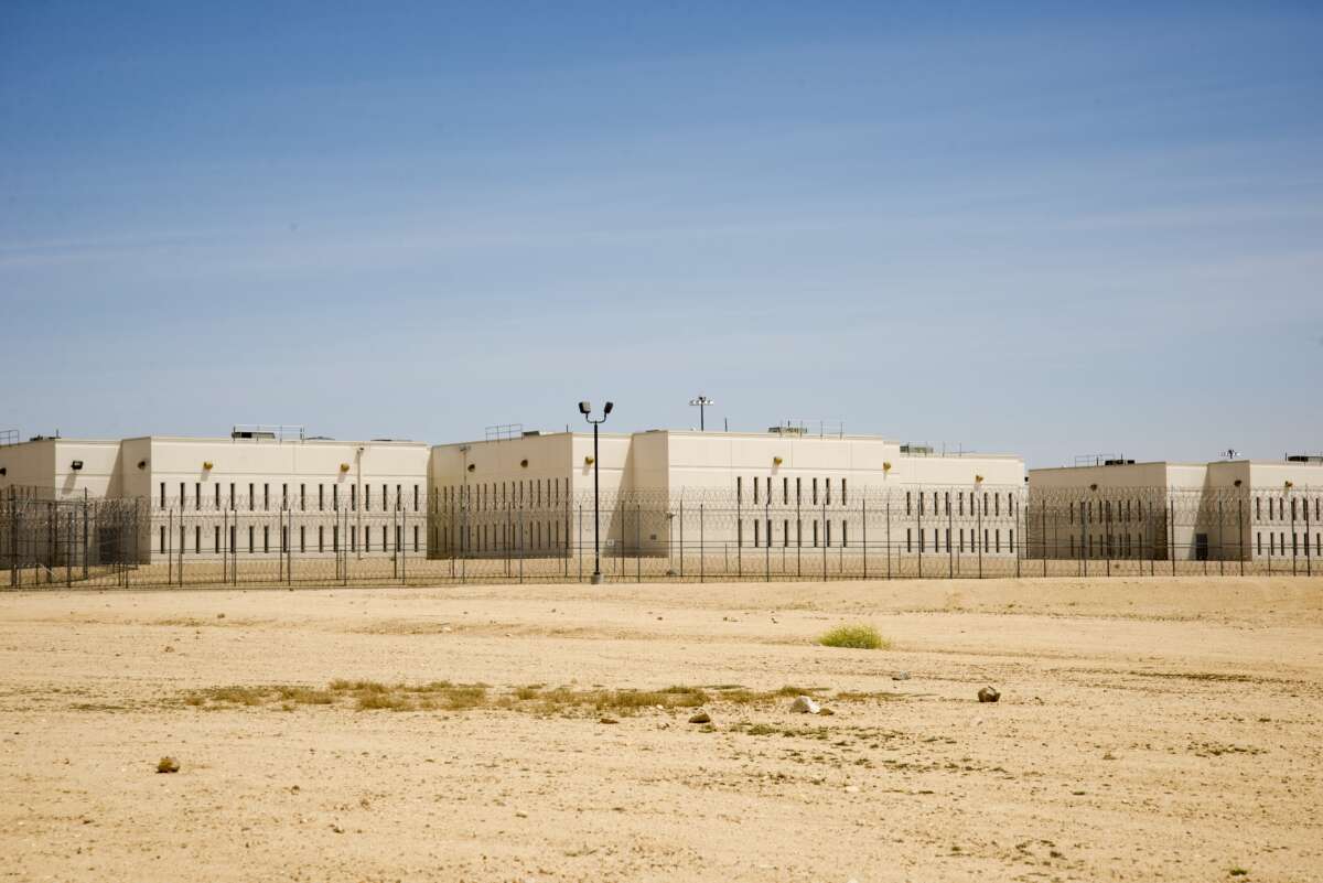 The California City Correctional Facility in May 2014. A new lawsuit alleges that people held there are denied medical care and access to their attorneys, and are subjected to solitary confinement and brutal attacks by staff.